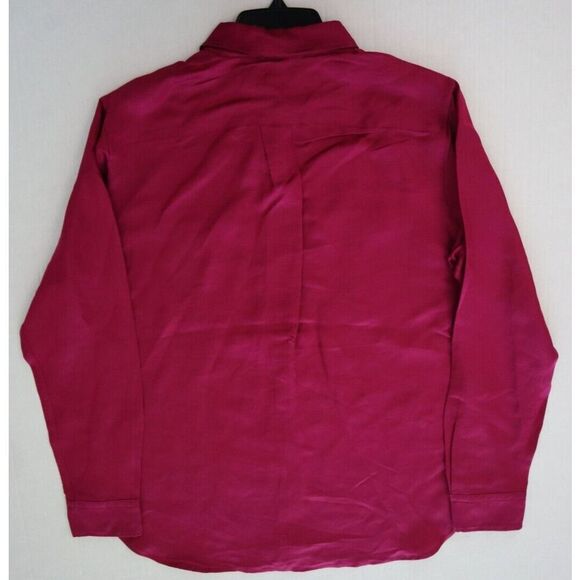 Lauren Ralph Lauren Women's Sz Large Fuchsia Berry Satin Shantung L/S Shirt - Picture 9 of 9